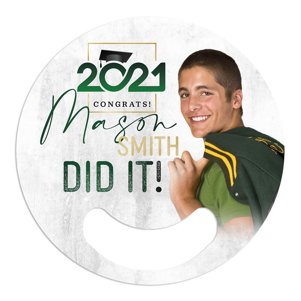 personalized graduation photo fan with circle shape and no stick